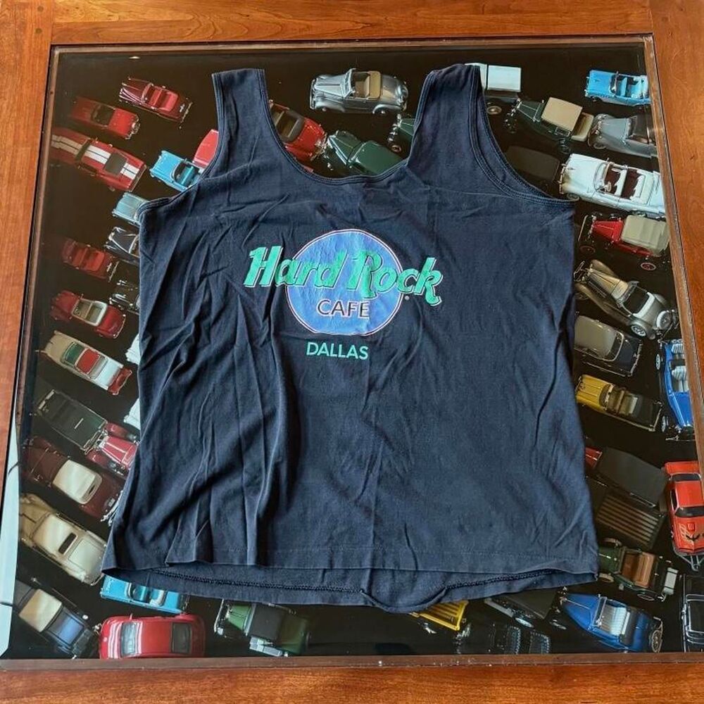 Hard Rock Cafe Vintage Mens Black Green Blue Tank Muscle Tee